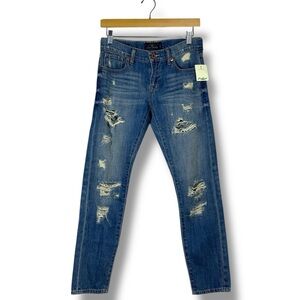 New Lucky Brand Womens Sienna Cigarette Jeans 00/24 Straight Fit Destroyed
